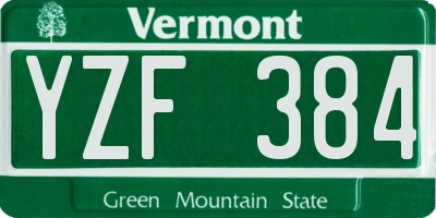 VT license plate YZF384