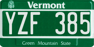 VT license plate YZF385
