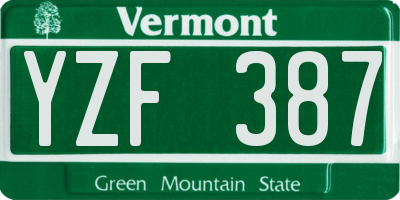 VT license plate YZF387