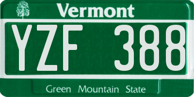 VT license plate YZF388