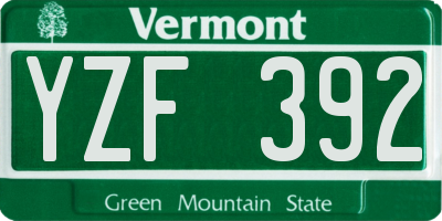 VT license plate YZF392