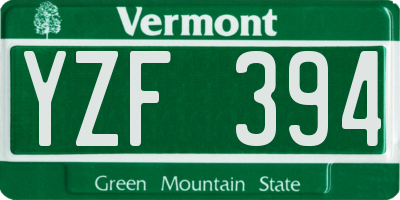 VT license plate YZF394
