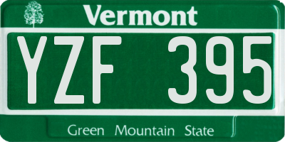 VT license plate YZF395