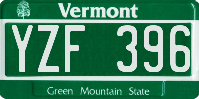 VT license plate YZF396