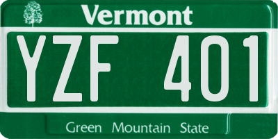 VT license plate YZF401