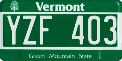 VT license plate YZF403