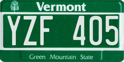 VT license plate YZF405