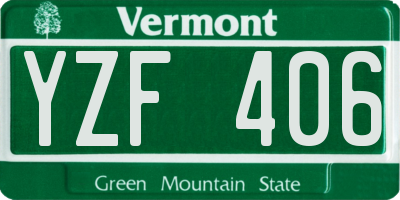 VT license plate YZF406