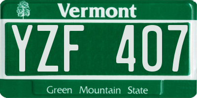 VT license plate YZF407