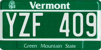 VT license plate YZF409