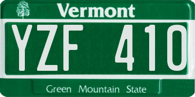 VT license plate YZF410
