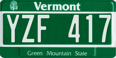 VT license plate YZF417