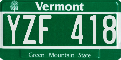 VT license plate YZF418