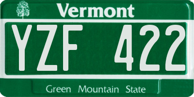 VT license plate YZF422