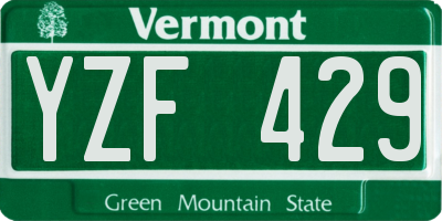 VT license plate YZF429