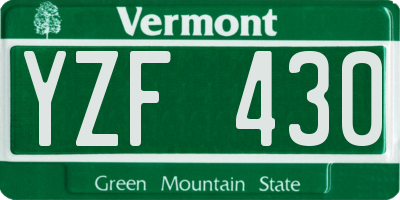 VT license plate YZF430