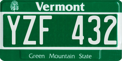 VT license plate YZF432