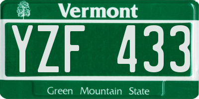 VT license plate YZF433