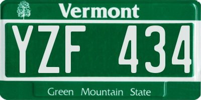 VT license plate YZF434