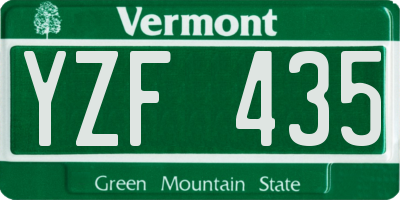 VT license plate YZF435