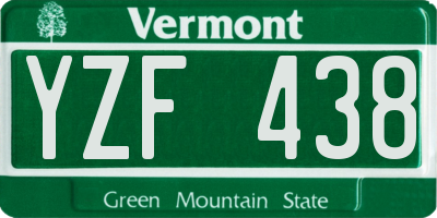 VT license plate YZF438