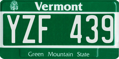 VT license plate YZF439