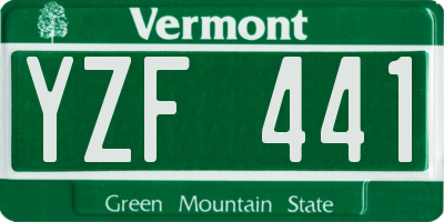 VT license plate YZF441