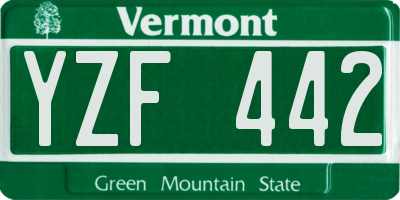 VT license plate YZF442