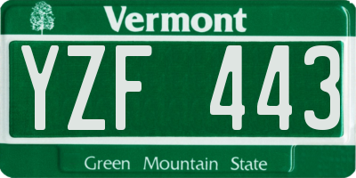 VT license plate YZF443