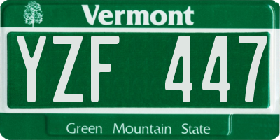 VT license plate YZF447