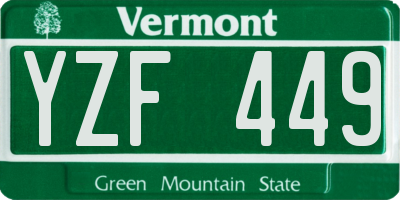 VT license plate YZF449
