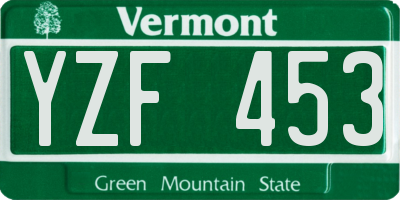 VT license plate YZF453
