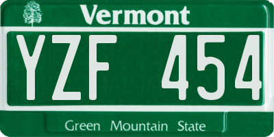 VT license plate YZF454