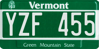 VT license plate YZF455