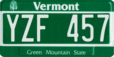 VT license plate YZF457