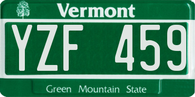 VT license plate YZF459