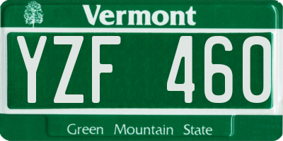VT license plate YZF460