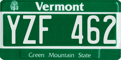 VT license plate YZF462