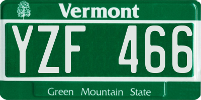 VT license plate YZF466