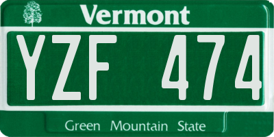 VT license plate YZF474