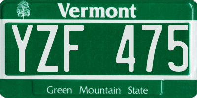 VT license plate YZF475