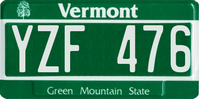 VT license plate YZF476