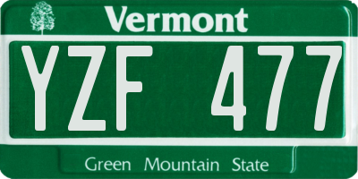 VT license plate YZF477