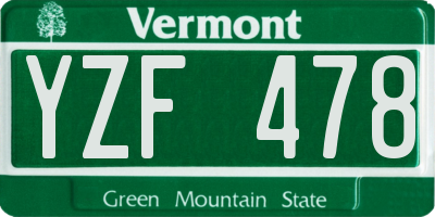 VT license plate YZF478