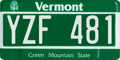 VT license plate YZF481