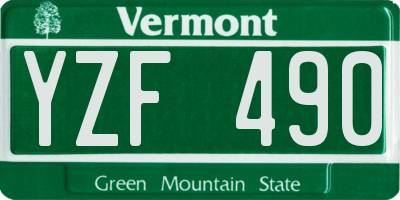 VT license plate YZF490