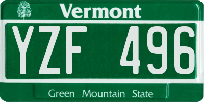 VT license plate YZF496