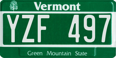 VT license plate YZF497