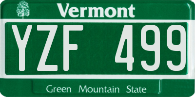 VT license plate YZF499