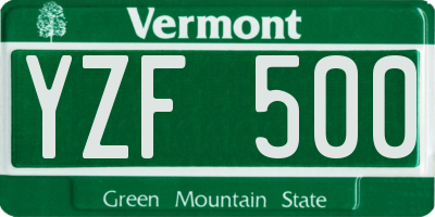 VT license plate YZF500